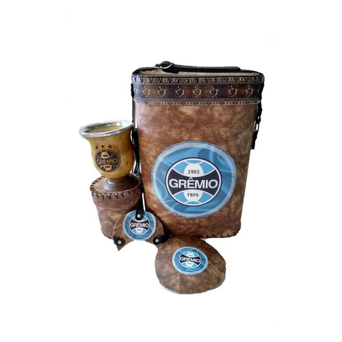 KIT Chimarrão Do Grêmio 1lt+cuia+porta Erva+cevador+tapa cuia