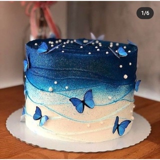 Topo de bolo de aniversário com foto azul 90, glitter feminino