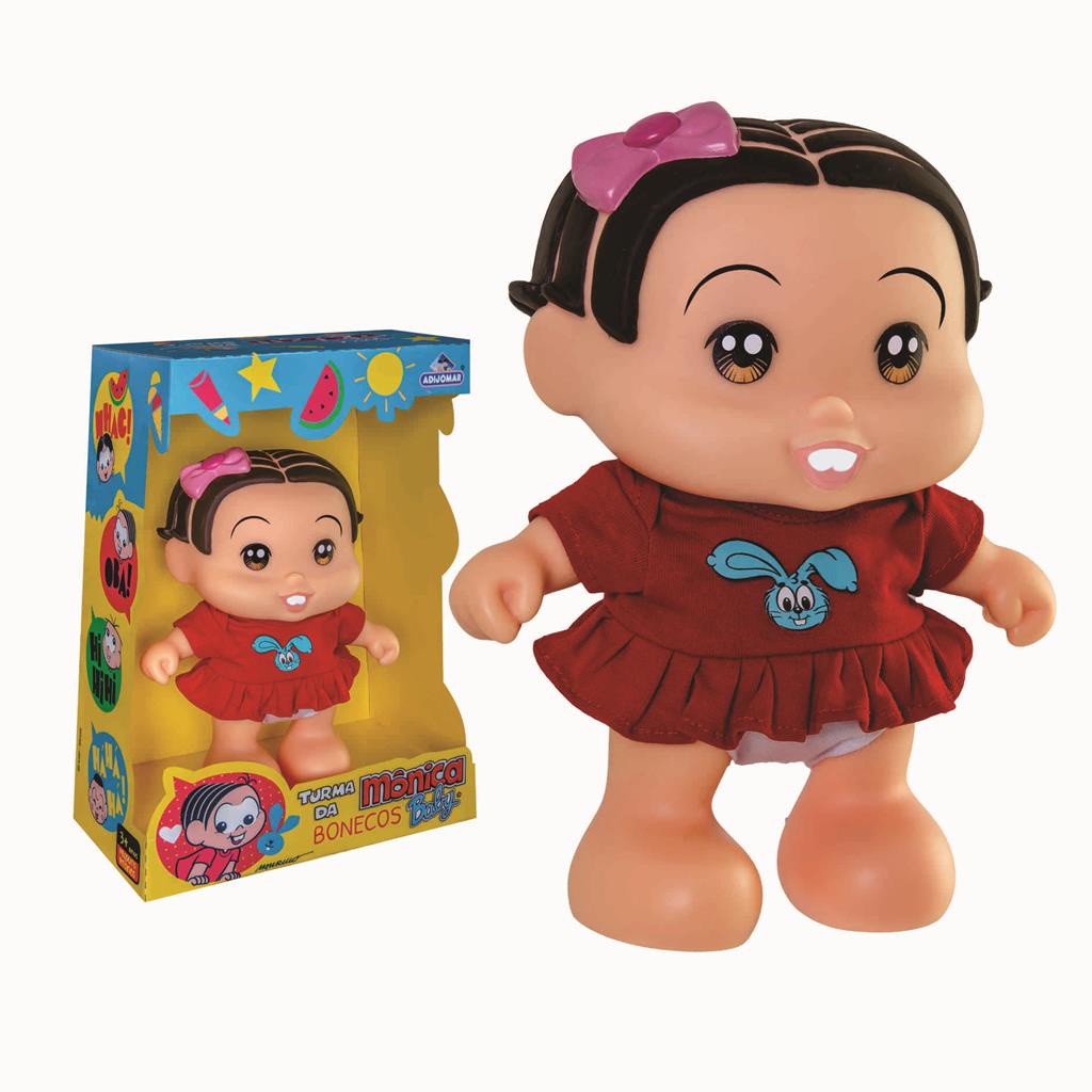 BONECA MONICA TURMA DA MONICA BABY BRINQUEDO com DISPOSITIVO SONORO FALA  FRASES | Shopee Brasil