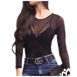 Kit Body Tule Manga Longa Gola Alta + Cropede Renda
