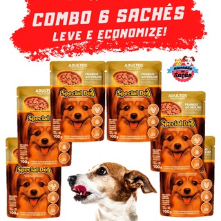 Combo 6 Ração Úmida Special Dog Adultos Raças Pequenas Sachê Sabor Frango ao Molho 100g