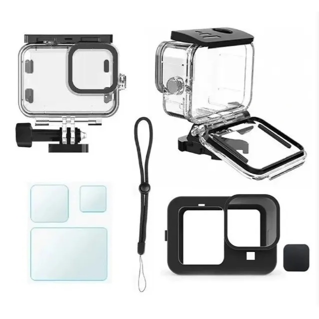Kit P Gopro Hero 9 10 11 12 Black Case Estanque Película Capa Silicon