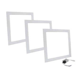Kit 3 Painel Plafon Led Embutir 25w Quadrado Slim Frio