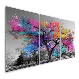 Quadros Decorativo Horizontal Trio Sala Árvore Vida Colorida REF:045Ke