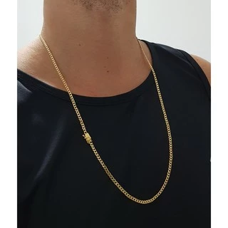 corrente grumet 3mm 70cm masculina banhado a ouro 18k