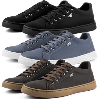 Kit 3 Pares Sapatênis Masculino Touroboots Preto, Marrom e Chumbo