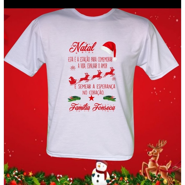 Camisetas Natal Família Personalizadas com o Sobrenome da Família - Monte  seu Kit Conjunto Camisetas Família Natalina