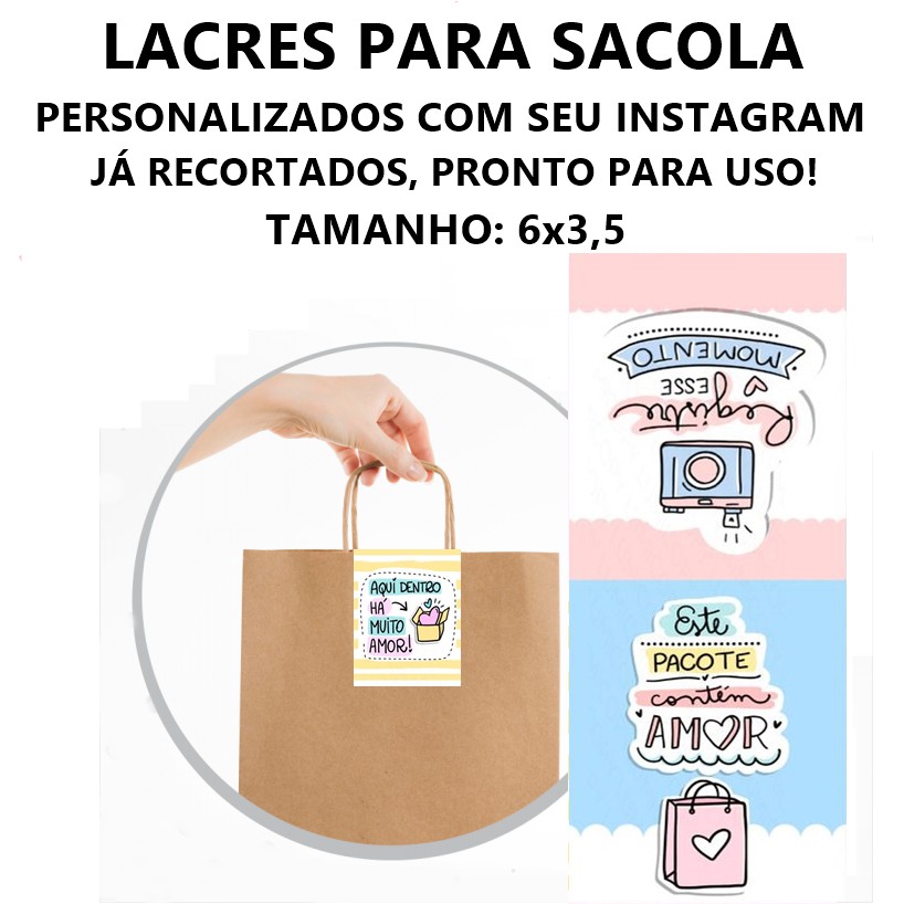 40 Adesivos Lacre para Sacola Comércio loja, adesivo para bolsa ...