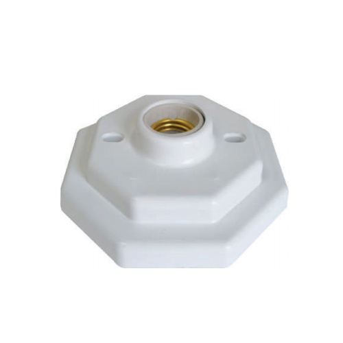 Kit 05 Plafon Luminária Branco Octogonal Bocal Porcelana