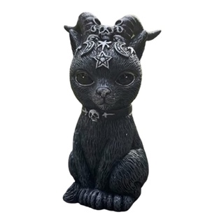 Compra online de Estatueta de estátua de gatinho de jardim, artesanato em  resina de gato mágico, decorações de animais, escultura de gato de bruxa
