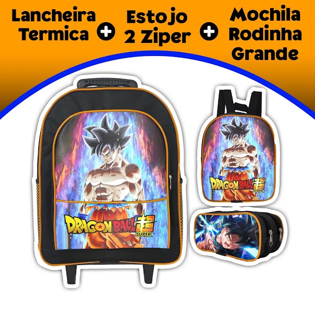 Kit Completo Mochila Infantil Dragon Ball Z Goku Super Rodinhas