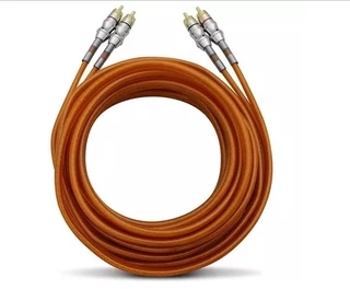 Cabo Rca De 5 Metros Profissional Kx3 Blindado Laranja 5m Conector Ouro Alta Qualidade Para Som E Vídeo