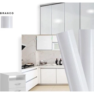 Papel Adesivo Branco Tipo Papel Contact Impermeável Para Envelopamento de Móveis 1 Metro x 50cm