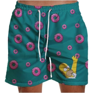 Short Masculino Tactel Praia Duff Simpson Cerveja Estampado Elastano Várias Estampas Sh37