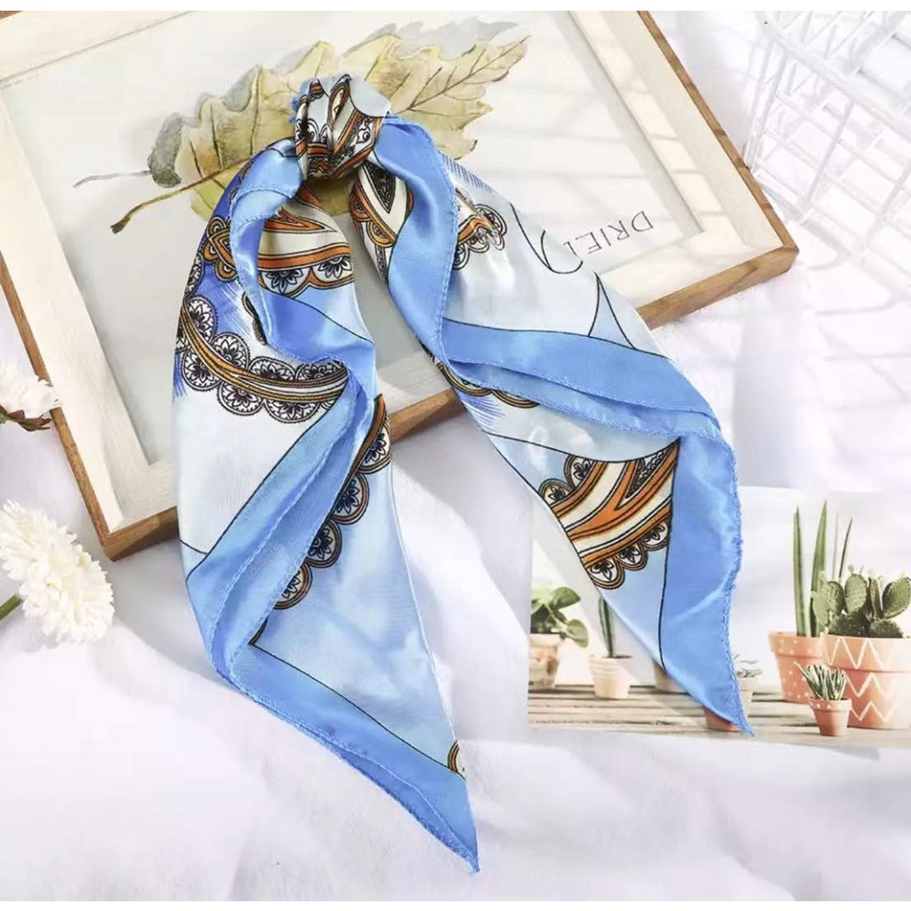 Lenço Feminino Cetim Estampado Acetinado Cabelo Bolsa Pescoço 50cm x ...