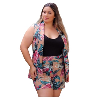 Conjunto de short e colete store plus size