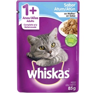 kit 30 saches whiskas : 10 atum + 10 salmão + 10 carne