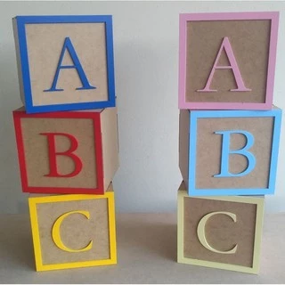 Cubo ABC MDF decorativo 3 pç