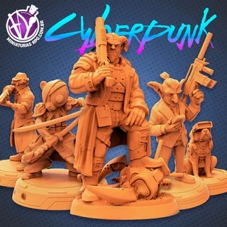 Miniaturas Cyberpunk Street Warriors Sci-Fi RPG D&D Pintura - Papsikels