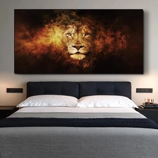 Quadro decorativo 1 peça 40x60 moderno animal leão decoração para casa sala quarto hall