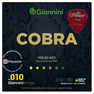 Cordas Violão Aço 010 0.10 Giannini Série Cobra Encordoamento Completo em Oferta na Shopee
