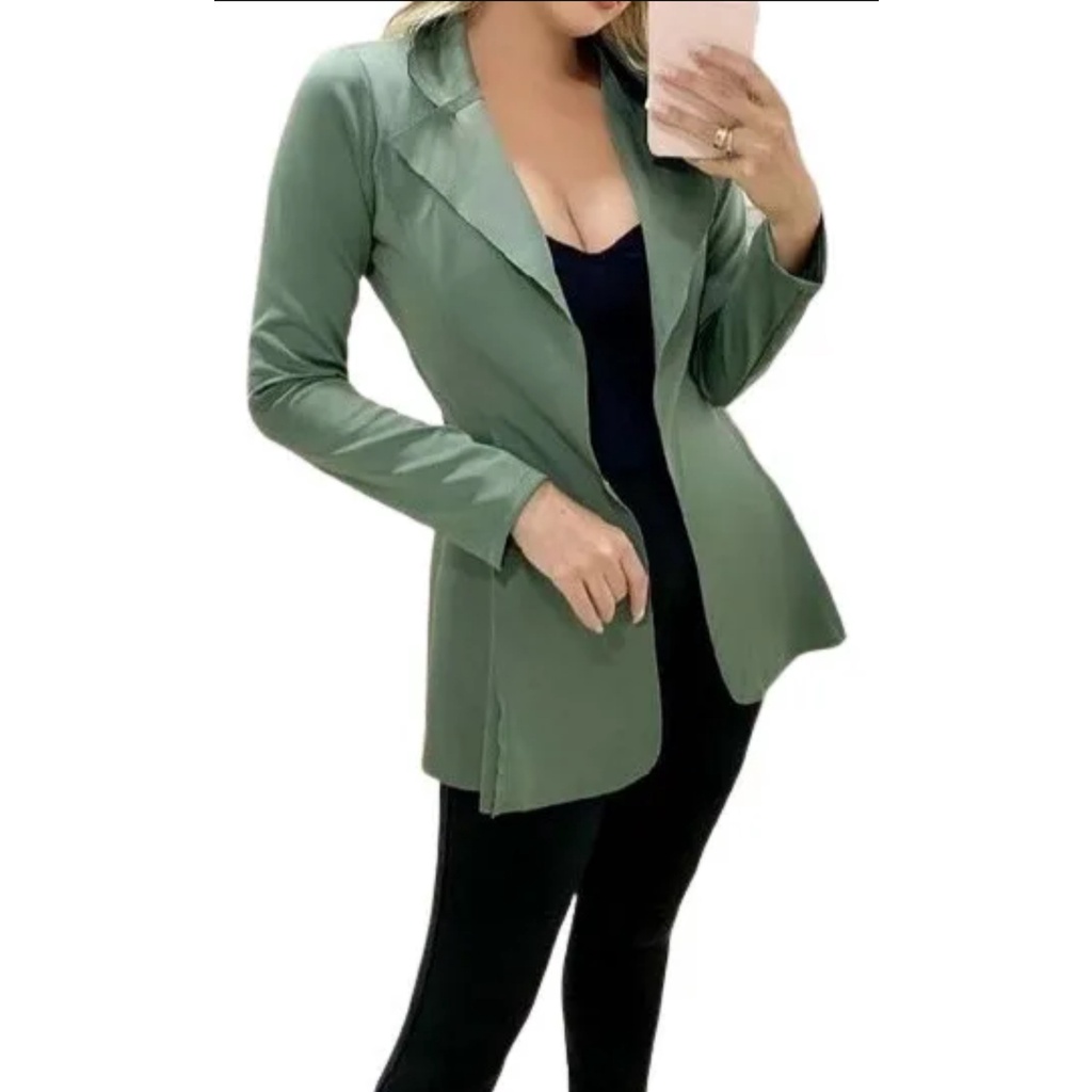 Blazer Plus Size Alongado Verde