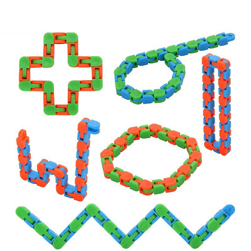 Fidget Toy Cobrinha Corrente Puzzle Track Snap Wacky Popit