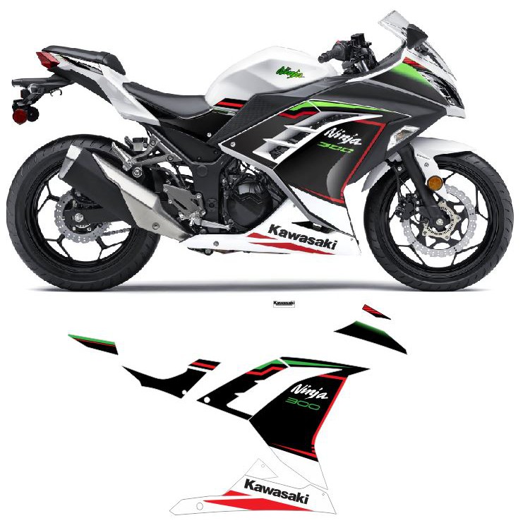 Kit Adesivos Kawasaki Ninja 300 2023 Branco Cód.2