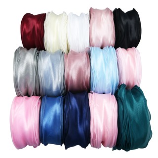 [Escolha De Valor] (25 Jardas/5) Fita De Seda Wave Organza 55mm material De Arco Para Ornamento Capilar Renda Decoração De Embrulho