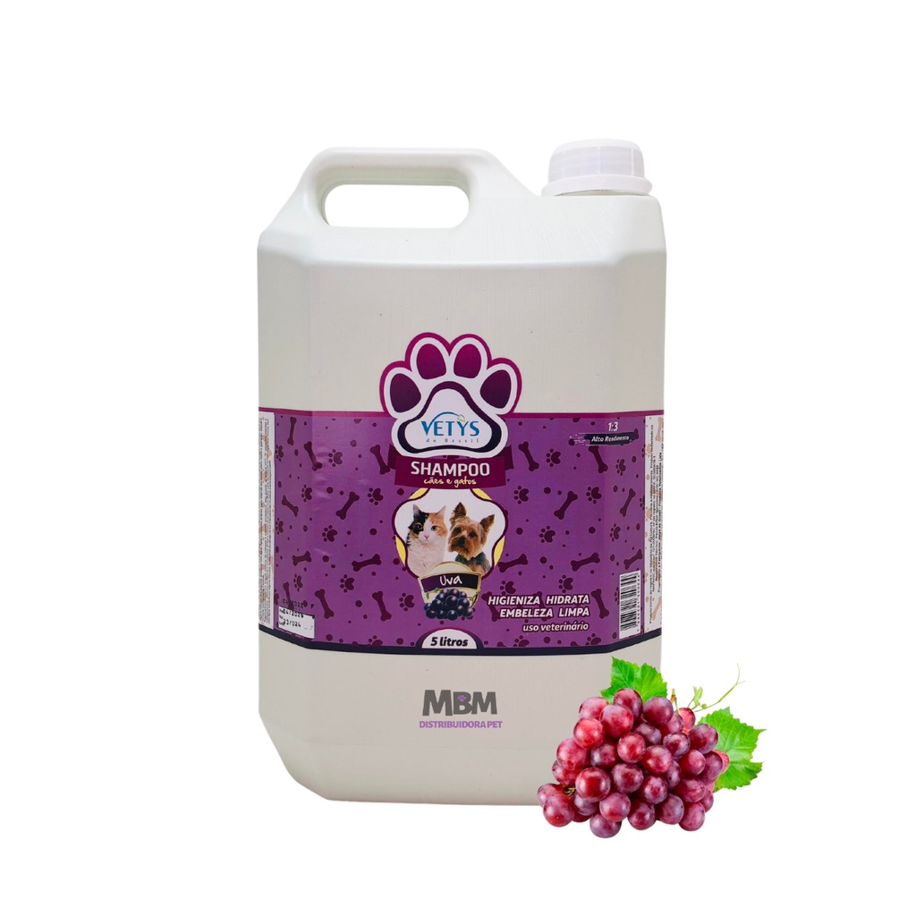Shampoo Para Pet Shop Profissional - Extrato De Uva - 5 Litros - Vetys ...