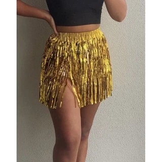 Saia Metalizada Franja Metálica Fantasia Carnaval Bloquinho