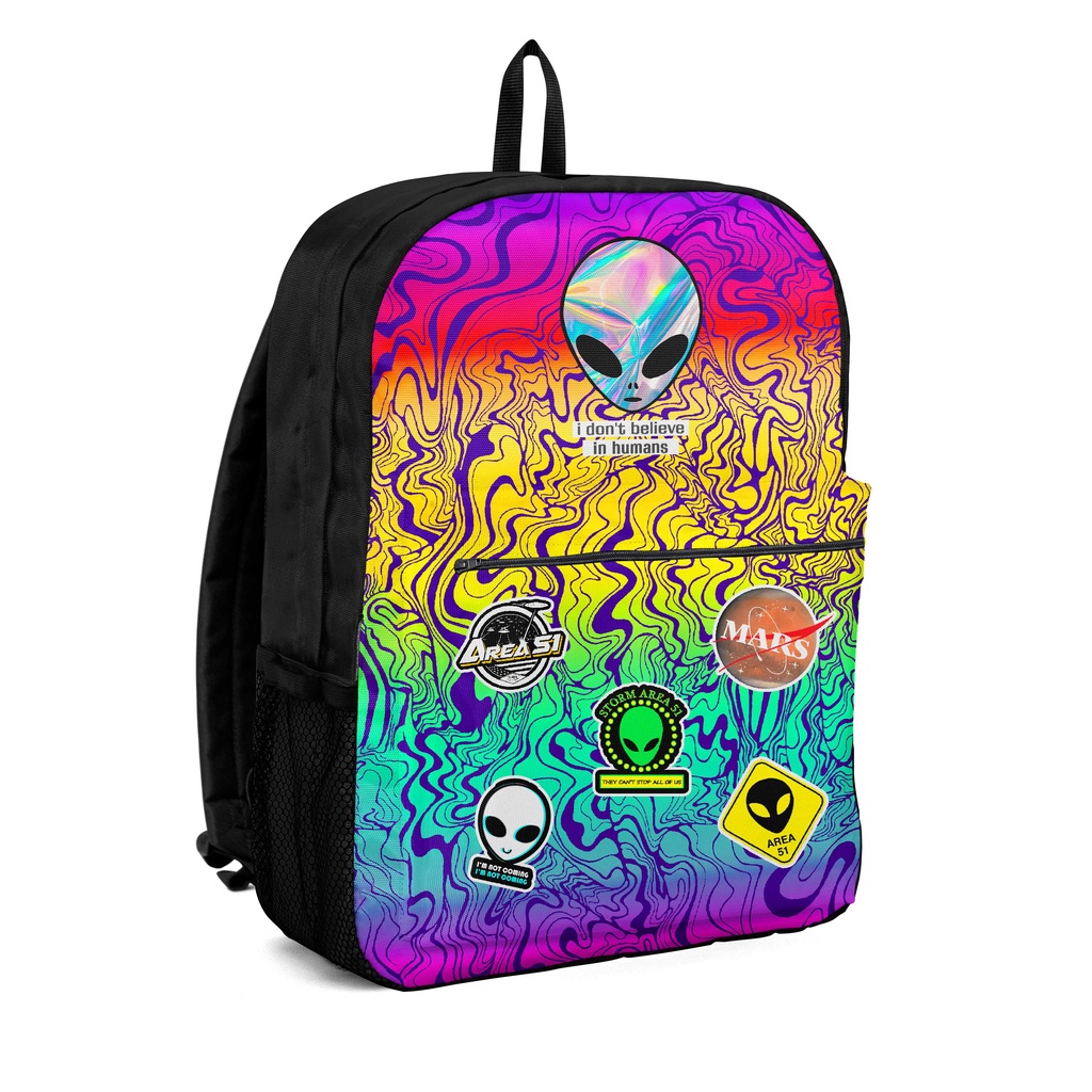 Mochila Bolsa Escolar Area 51 Aliens Espaço Color Rave | Shopee Brasil