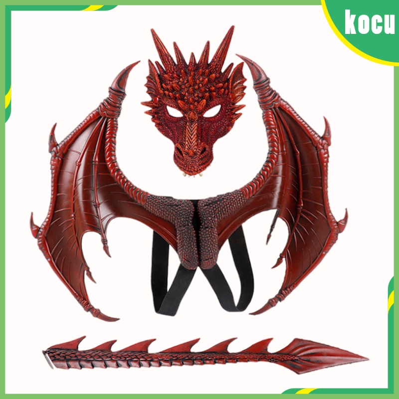 Tachiuwa Conjunto de asa de máscara de dragão Fantasia de dragão para  crianças Brinquedo imaginativo de Halloween Brinque de fingir Jogo de asa  de dragão, azul violeta
