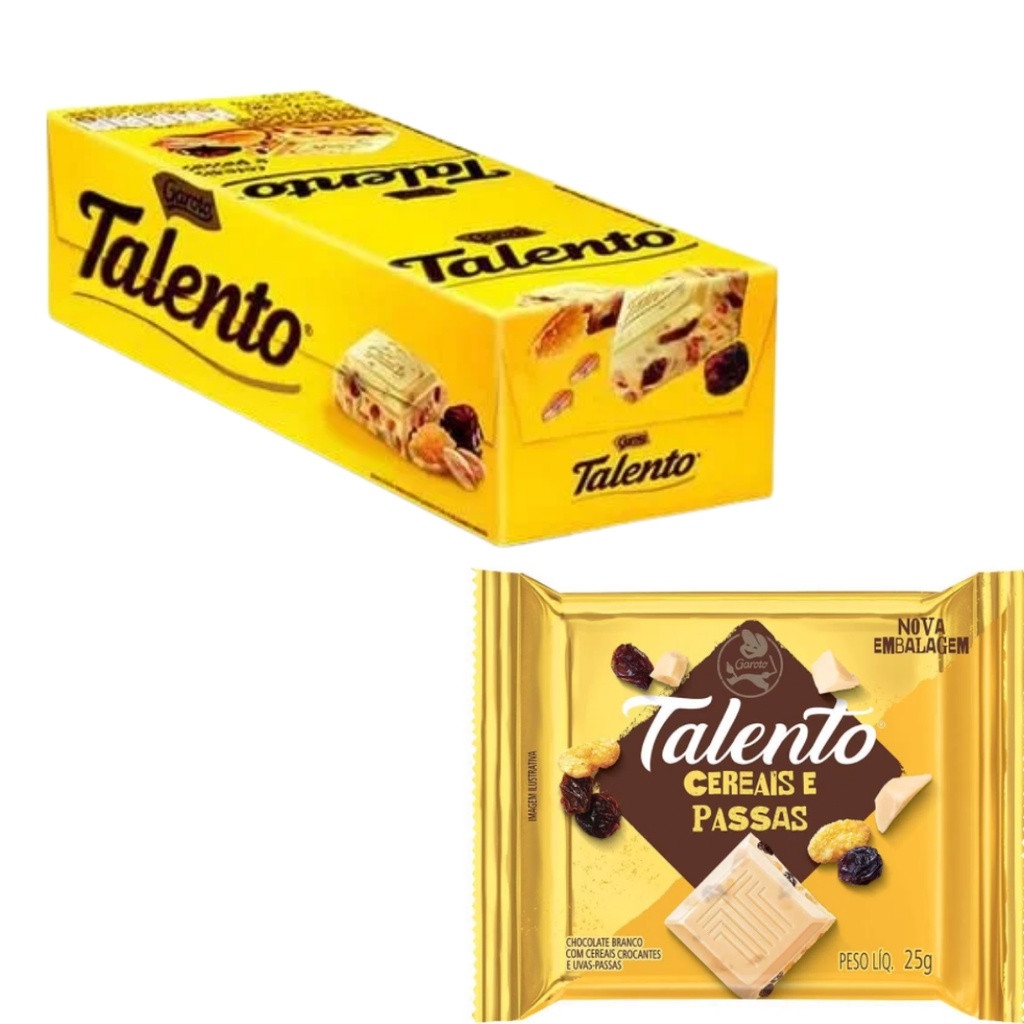 Chocolate Mini Talento De Cereais E Passas 25g C15un Garoto Shopee Brasil 