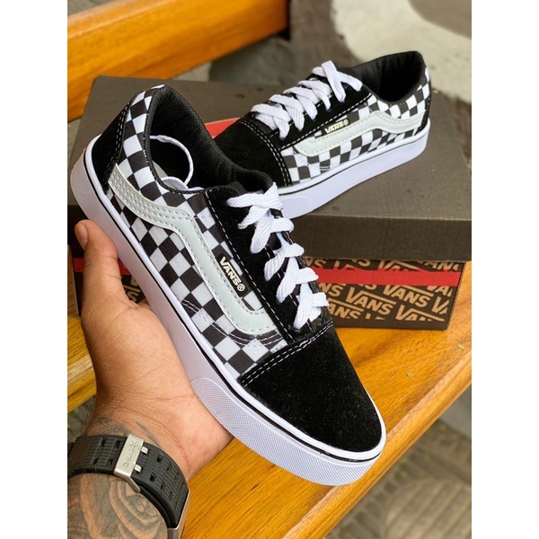 Tênis vans old skool lite hot sale checkerboard xadrez