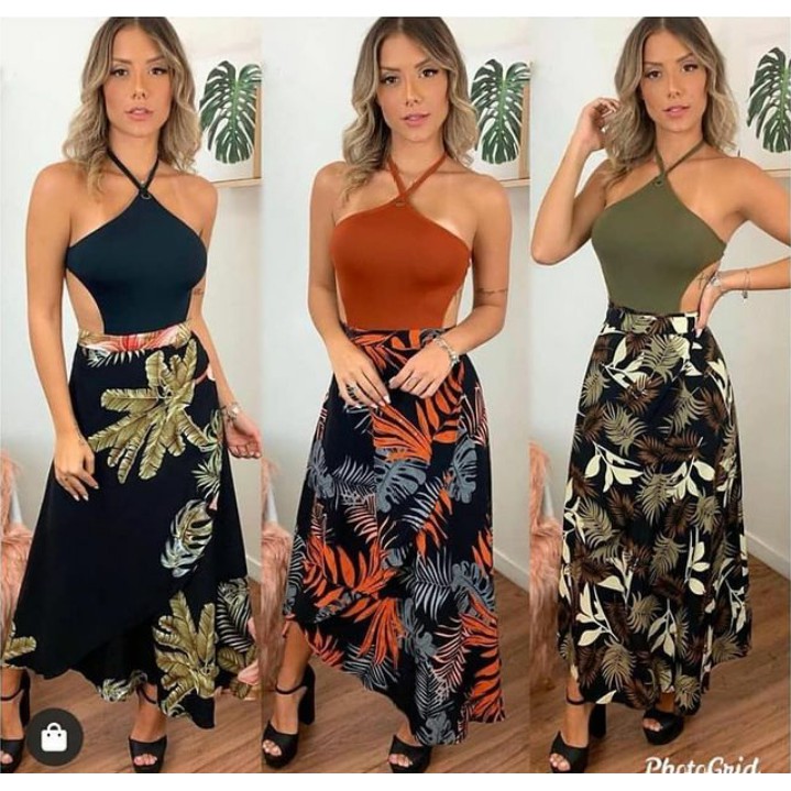 Saia hot sale transpassada floral