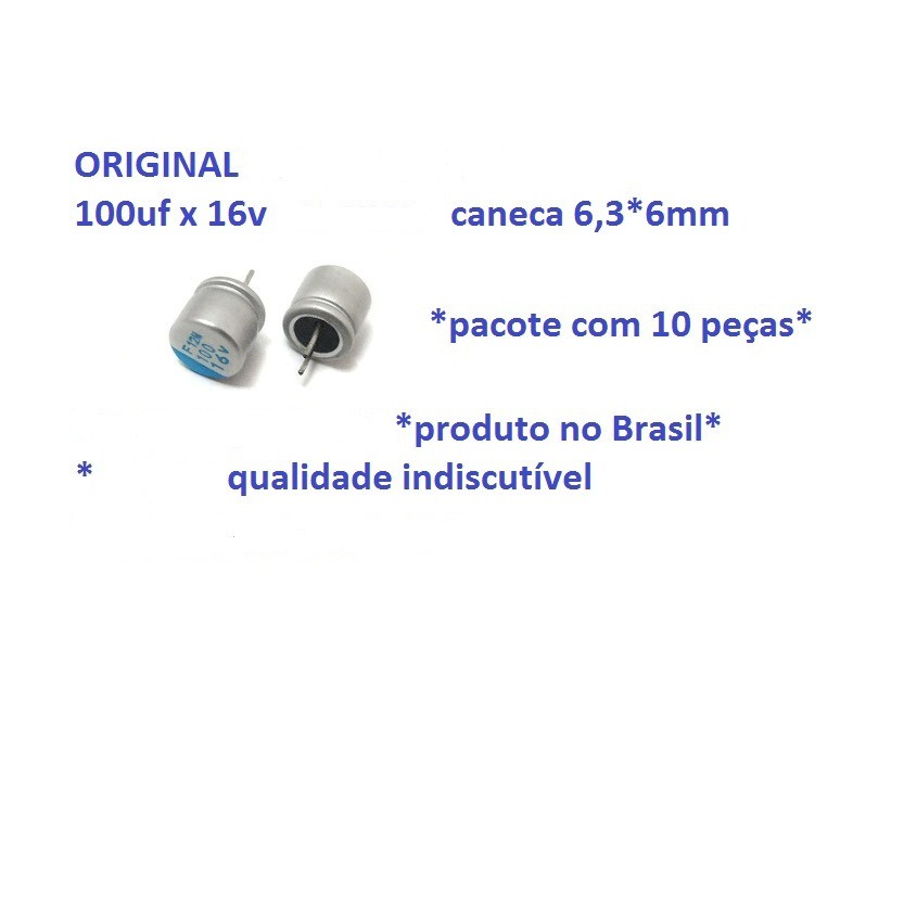 10 PÇS CAPACITOR SÓLIDO 100UF X 16V 6,3*6MM