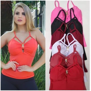 Kit 2 Blusa Suplex Com Bojo Regata Regatinha