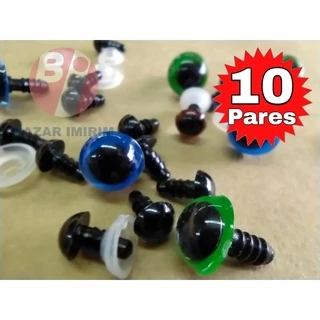10 Pares Olho C/ Trava Para Amigurumi Círculo - Escolha a cor de sua preferencia - Tamanhos 8 / 10 / 12 / 14 / 16 / 18 / 20mm - Cores Preto, Castanho, Azul, Verde e Amarelo