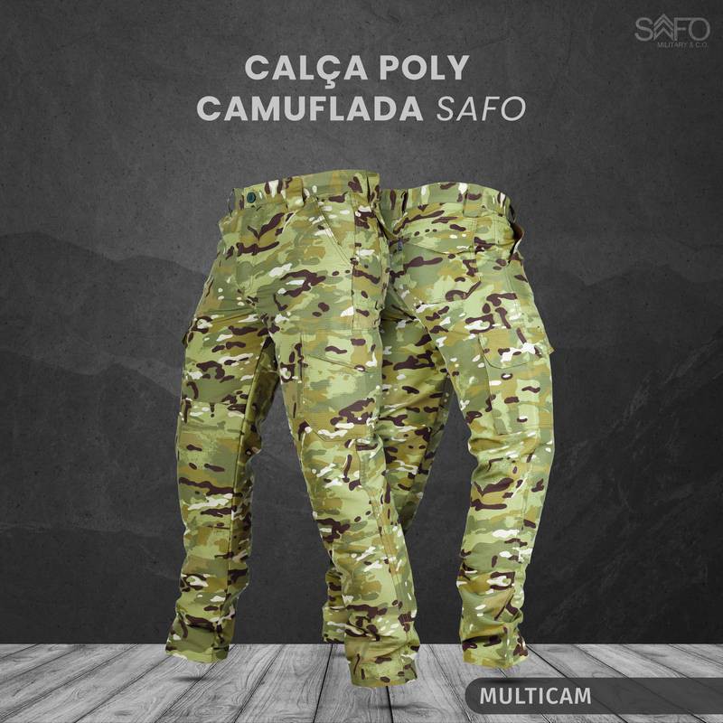Calça Camuflada Tática Cargo Airsoft 6 bolsos Poly Ripstop Hidro repelente