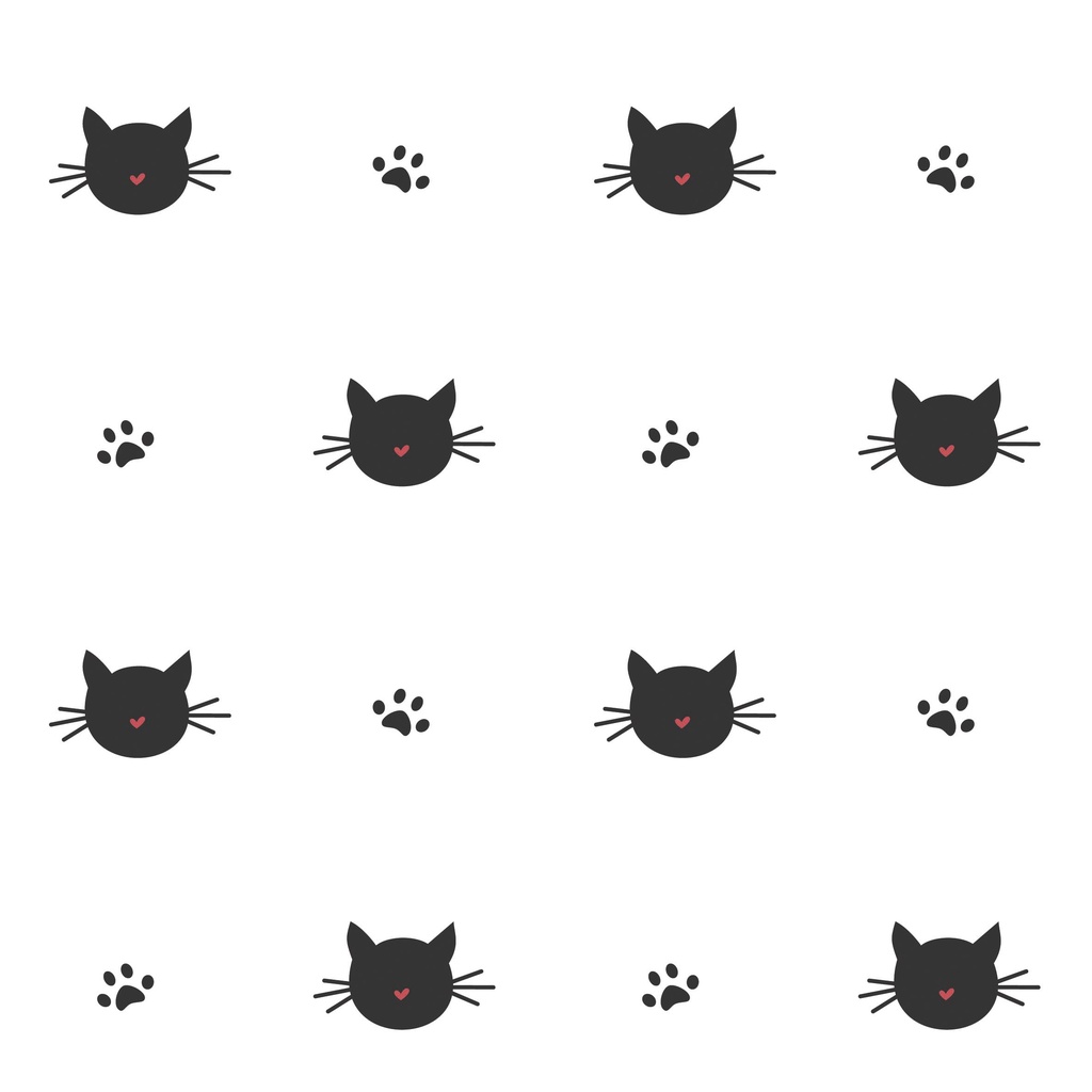 Papel de parede gatinhos kawaii branco e preto