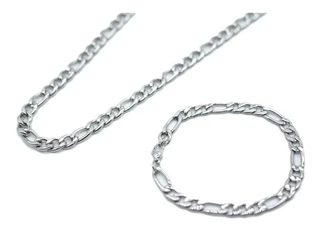 Kit Conjunto Cordão Corrente Pulseira Masculina 3x1 Aço Inox Ref 325