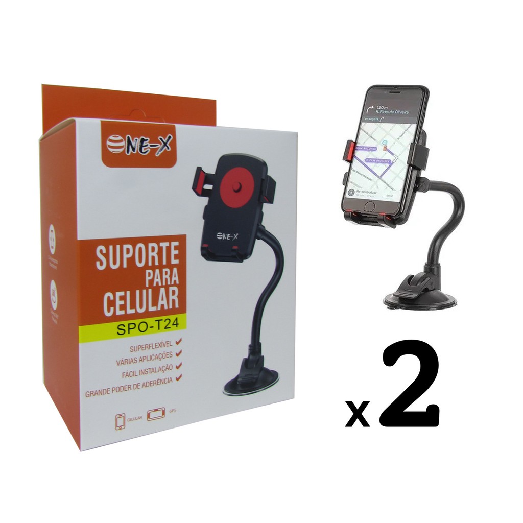 Kit 2 Suporte Para Celular Carro Veicular Trava Automática Ventosa Onix ...