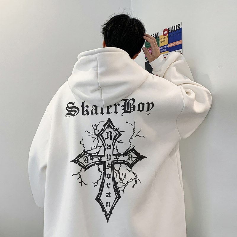 Moletom Com Capuz Longo Estilo Japonês Para Homem Gótico Estampa