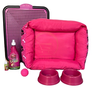 Kit Cachorro Premium Caminha Tapete Sanitário Canino Bebedouro Comedouro Educador Completo