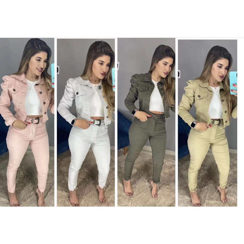 Jaqueta Jeans Feminina Slim Com Capuz Para Todos Os Jogos2