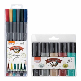 Combo 5 Marca Texto + 6 Fine Line BRW Vintage