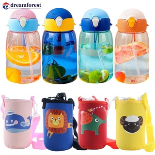 DREAMFOREST Copo Criativo Dos Desenhos Animados Para Crianças Portátil Garrafa De Água 600ml Com Canudos À Prova De Vazamentos Garrafas Das Ao Ar Livre C3V5