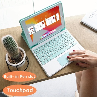 Teclado Touchpad Com Tampa Para Ipad Apple Tablet Estojo Embutido Ranhura Porta-Caneta