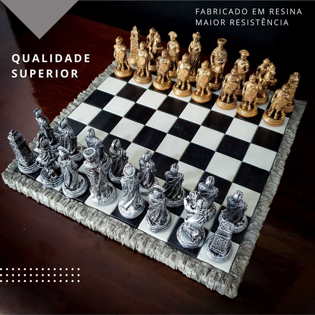 Jogo De Xadrez Profissional Tabuleiro Resina Premium